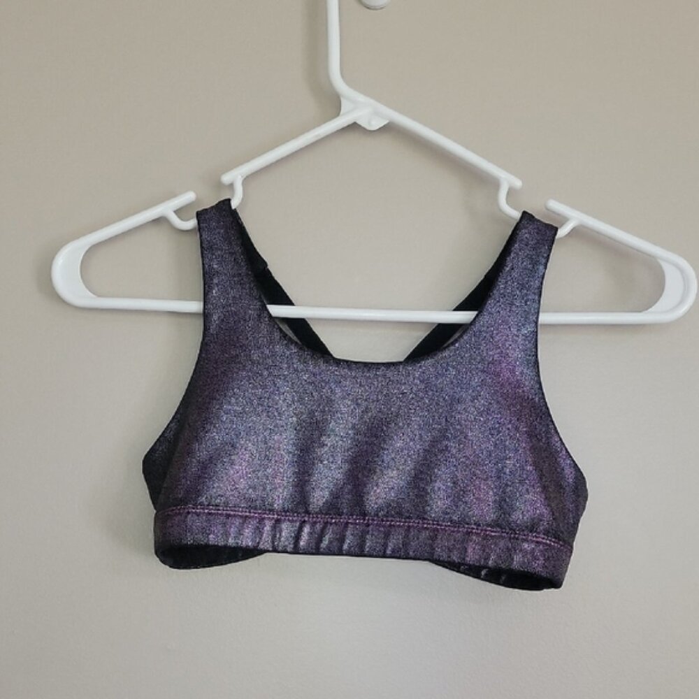(2/$15) Old Navy Active Girl's Sparkly Purple Sports Bra Size L (10-12)